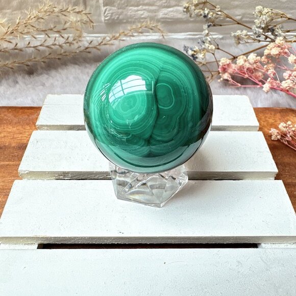 Beautiful Small Malachite Sphere - Picture 4 of 7